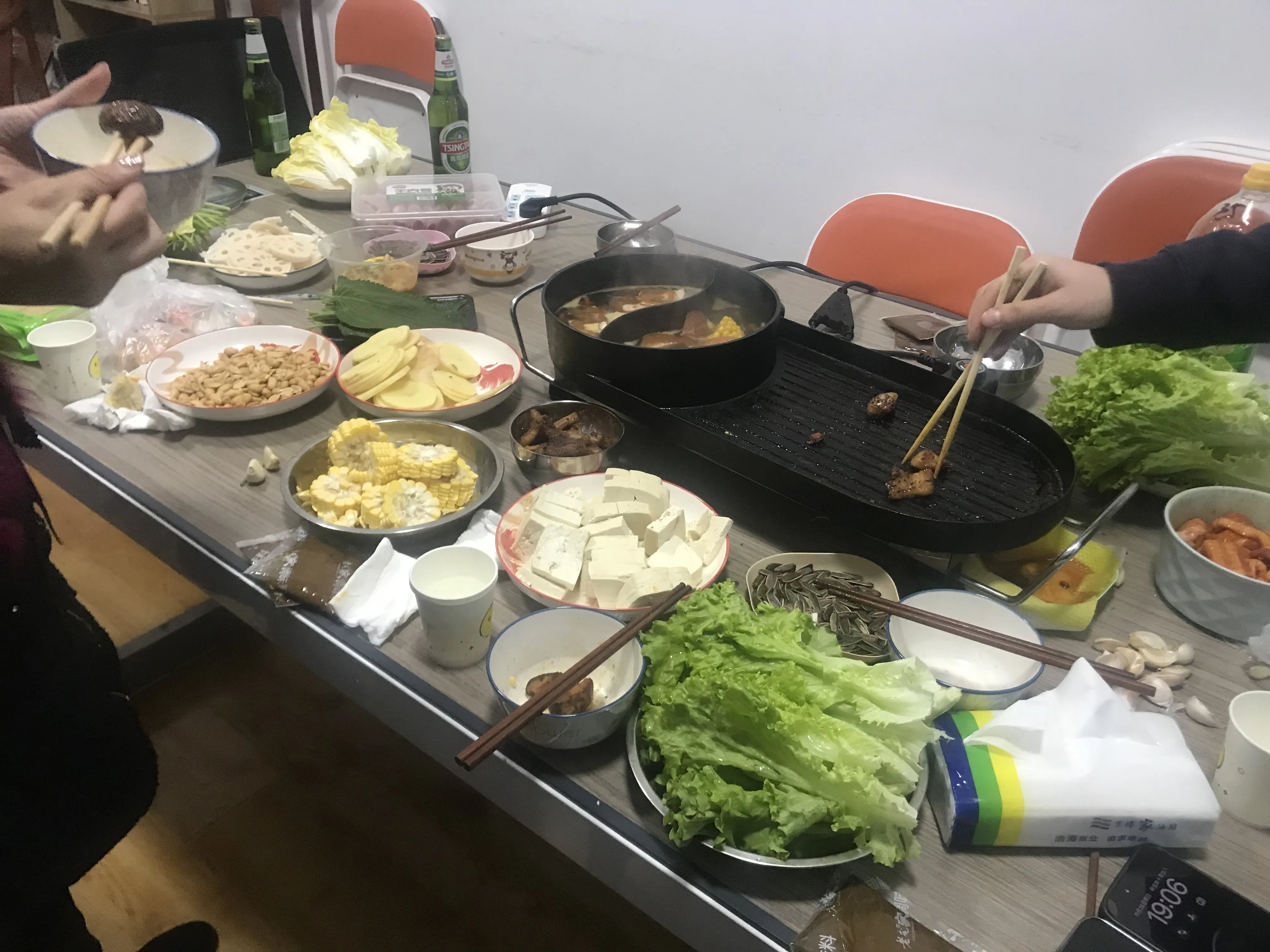 Teamtreffen zum Abendessen